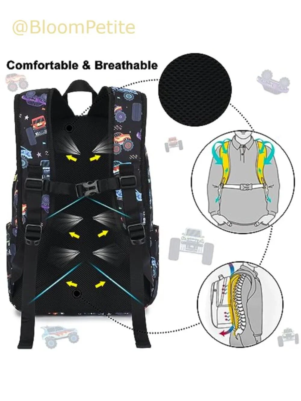 CAMTOP Kids Backpack Set with Lunch Box, Water-Resistant Polyester, Preschool
